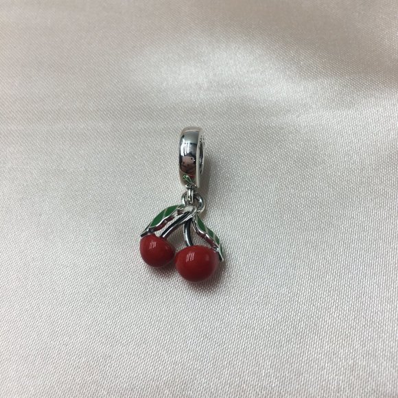 Pandora Asymmetrical Cherry Fruit Dangle Charm - Picture 2 of 3